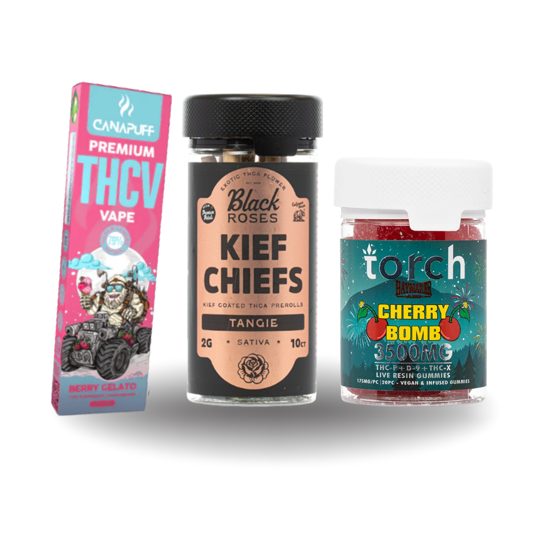 Combo Trilogía - Vape + Prerolls + Gomitas con THC | 100% Premium